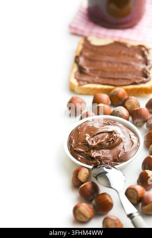 the border with chocolate spread in bowl Stock Photo