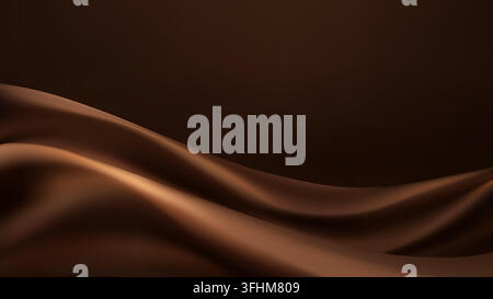 Abstract dark coffee brown gradient background with layered chocolate wave shapes and smooth mocha satin texture accented by warm caramel highlights b Stock Vector