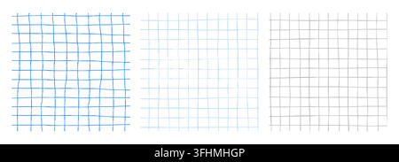 Checker pattern grid doodle scribble background. Hand drawn notebook paper checkered texture. Pencil, crayon drawn geometric squares and stripes. Y2K inspired background texture . Vector illustration Stock Vector