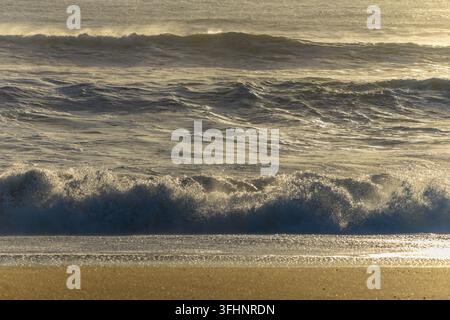 Breaking waves over the Atlantic Ocean in summer. Stock Photo