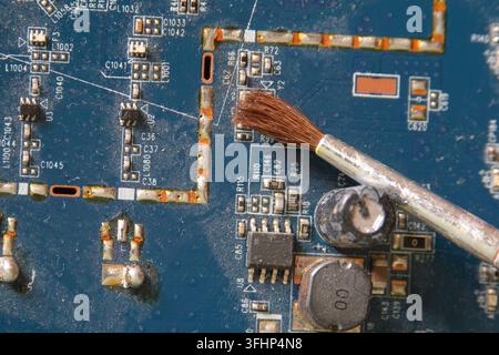 DC to DC converter IC on the electronic circuit board. Stock Photo