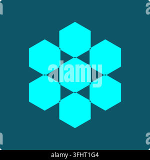 Tessellation Icon-A cluster of regular hexagons fitted edge-to-edge with no gaps, representing tessellation of a plane. Stock Vector