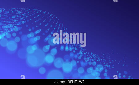Data wave with glowing particles. Futuristic technology background with data transmission effect. Dynamic digital space. Networking, innovation or Stock Vector
