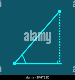 Angle of Elevation:  Right Triangle with Line of Sight and Angle Arc Stock Vector