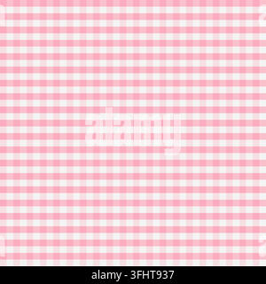 Soft pastel pink gingham checkered pattern with simple square grid design, ideal for cute backgrounds, fabric prints, wrapping paper, wallpaper and st Stock Vector