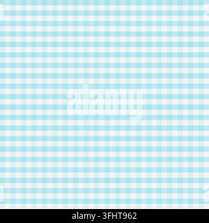 Light aqua blue gingham checkered pattern with a soft square grid design, perfect for fresh backgrounds, textile prints, wallpaper, stationery and wra Stock Vector