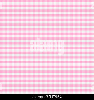 Bright pink gingham checkered pattern with a playful square grid design, ideal for cute backgrounds, feminine stationery, fabric prints, wrapping pape Stock Vector