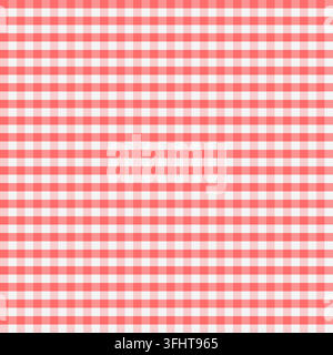 Vibrant coral red gingham checkered pattern with a classic square grid design, perfect for bold backgrounds, textile prints, wrapping paper, stationer Stock Vector