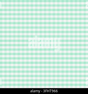 Soft mint green gingham checkered pattern featuring a fresh square grid design, suitable for spring backgrounds, textile prints, stationery, wallpaper Stock Vector