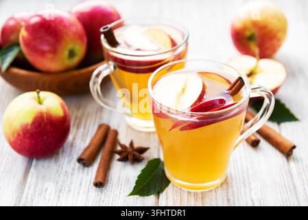 Apple cider  with cinnamon sticks Stock Photo