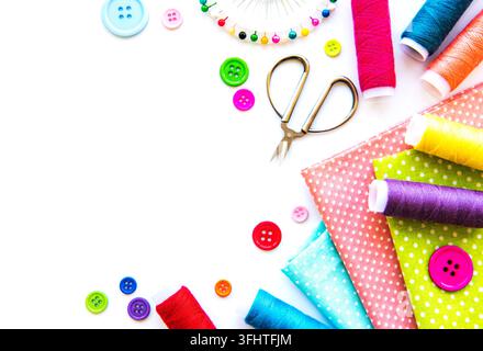 Sewing accessories on a white background Stock Photo