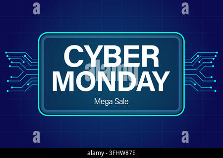 Cyber monday mega sale vector banner template Stock Vector