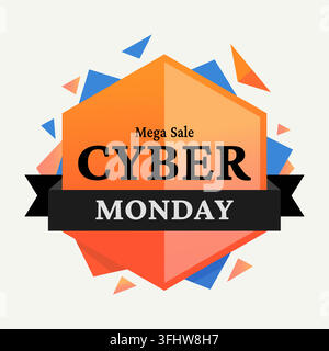 Abstract geometric banner design for a cyber monday mega sale promotion and marketing event Stock Vector