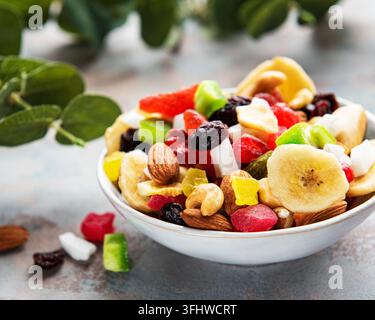 Various dried fruits and mix nuts Stock Photo