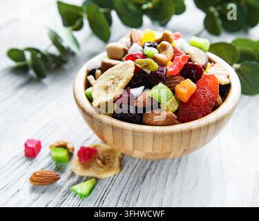 Various dried fruits and mix nuts Stock Photo