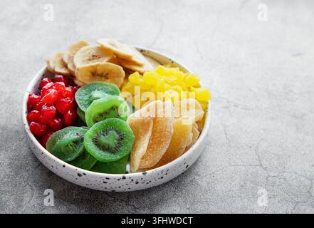 Bowl with various dried fruits Stock Photo
