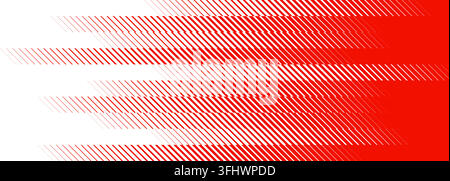 Hot red fading diagonal line pattern background. Geometric striped motion effect backdrop. Oblique parallel speed lines gradient wallpaper. Vector abstract slanted halftone sport gradation texture Stock Vector