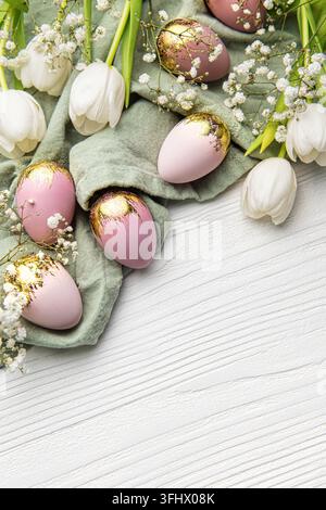 Happy Easter holiday greeting card. Stock Photo