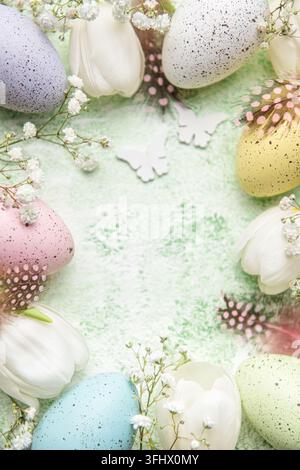 Happy Easter holiday greeting card. Stock Photo