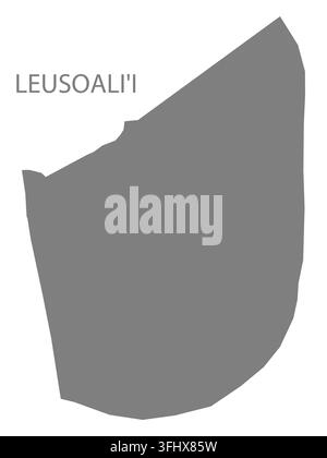 Modern flat vector map of Leusoali'I, American Samoa, United States. Detailed city boundary silhouette in grey on a white background. Stock Vector