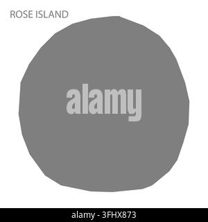 Modern flat vector map of Rose Island, American Samoa, United States. Detailed county boundary silhouette in grey on a white background. Stock Vector