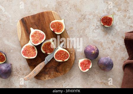 Figs fresh, sliced and whole ripe fruit Stock Photo