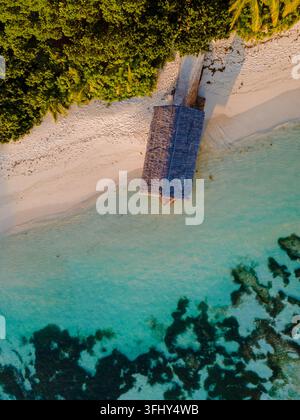 Stunning aerial view of Anse Source d'Argent beach on La Digue, Seychelles Stock Photo