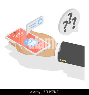 3D Isometric Flat  Illustration of Chatbot Customer Support, AI Assistant. Item 1 Stock Photo
