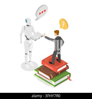 3D Isometric Flat  Illustration of Chatbot Customer Support, AI Assistant. Item 2 Stock Photo
