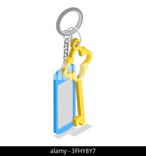 3D Isometric Flat  Illustration of Key Sets Collection, Keys with Accessories. Item 2 Stock Photo