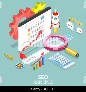 SEO ranking flat isometric  concept. Stock Photo