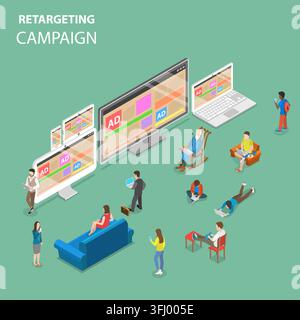 Retargeting campaign flat isometric  concept Stock Photo