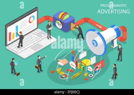 Programmatic advertising flat isometric  concept. Stock Photo