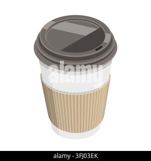 3D Isometric Flat  Concept of Coffee Cup. Stock Photo
