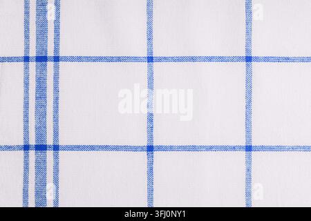 Blue Checkered Woven Fabric Texture Background Stock Photo