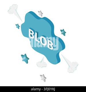 3D Isometric Flat  Illustration of Comic Sound Effects , Speech Bubbles with Dot Pattern. Item 2 Stock Photo