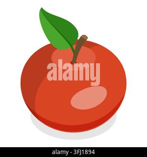 3D Isometric Flat  Set of Bitten Apple, Bite Progression. Item 5 Stock Photo