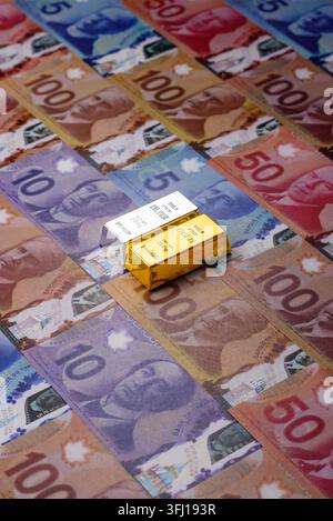 Gold and silver bullion or ingots as metals for bank storage, investments, and financial transactions. Gold and silver bars as a backdrop for your des Stock Photo