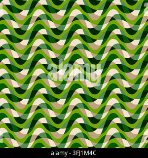 Retro vibes of wavy ogee pattern, abstract seamless vector background, perfect for wallpapers, fabric Stock Vector