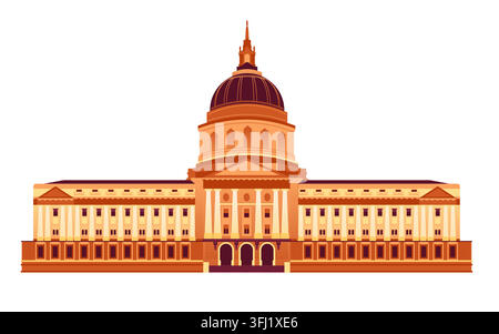 San Francisco City Hall - Colorful Flat Design Illustration Stock Vector