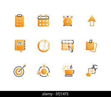 Routine Building Line Design Icons Set Stock Vector
