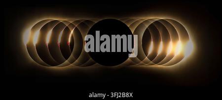 Total Solar Eclipse over Northern Spain August 2026,composite photo of all phases of totality Stock Photo