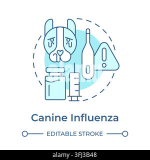 Canine influenza monochrome blue concept icon Stock Vector