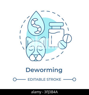 Deworming monochrome blue concept icon Stock Vector