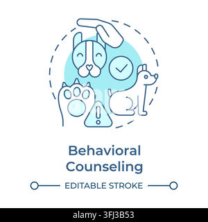 Behavioral counseling monochrome blue concept icon Stock Vector