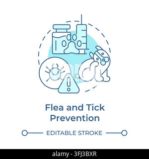 Flea and tick prevention monochrome blue concept icon Stock Vector