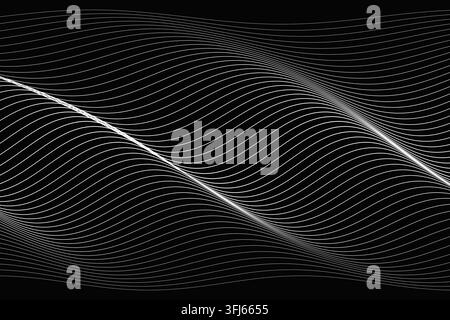 Monochrome optical illusion with undulating parametric lines creating depth and movement Stock Photo