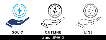 Energy save icon in solid, outline, and line style Stock Vector