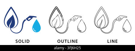 Biofuel icon in solid, outline, and line style Stock Vector