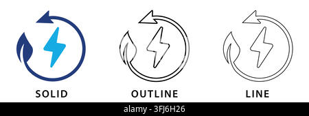 Renewable energy  icon in solid, outline, and line style Stock Vector